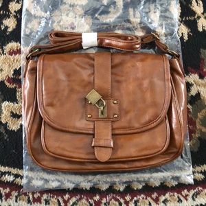 MARKED DOWN NEW: Brown mini crossbody purse w/lock